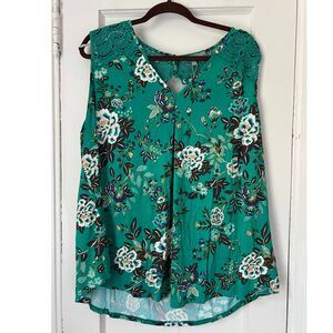 Daniel Rainn Top  Women's Floral Blouse Size 3X Fantine Crochet Detail Knit
